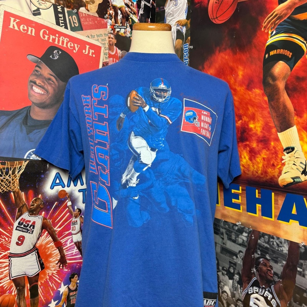 Vintage 90s New York Giants Football T Shirt Monday Night NFL Nutmeg‎ Sz Large